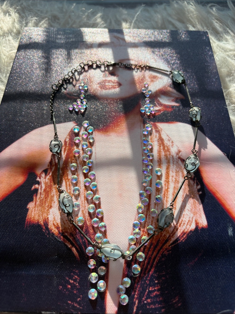 Aurora Crystal Multi-Strand Necklace and Earrings Set